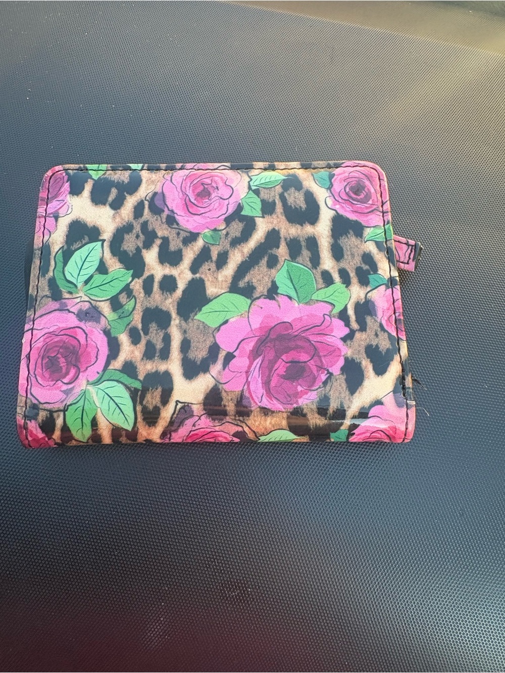 Floral Rose Leopard Print Zippered Wallet